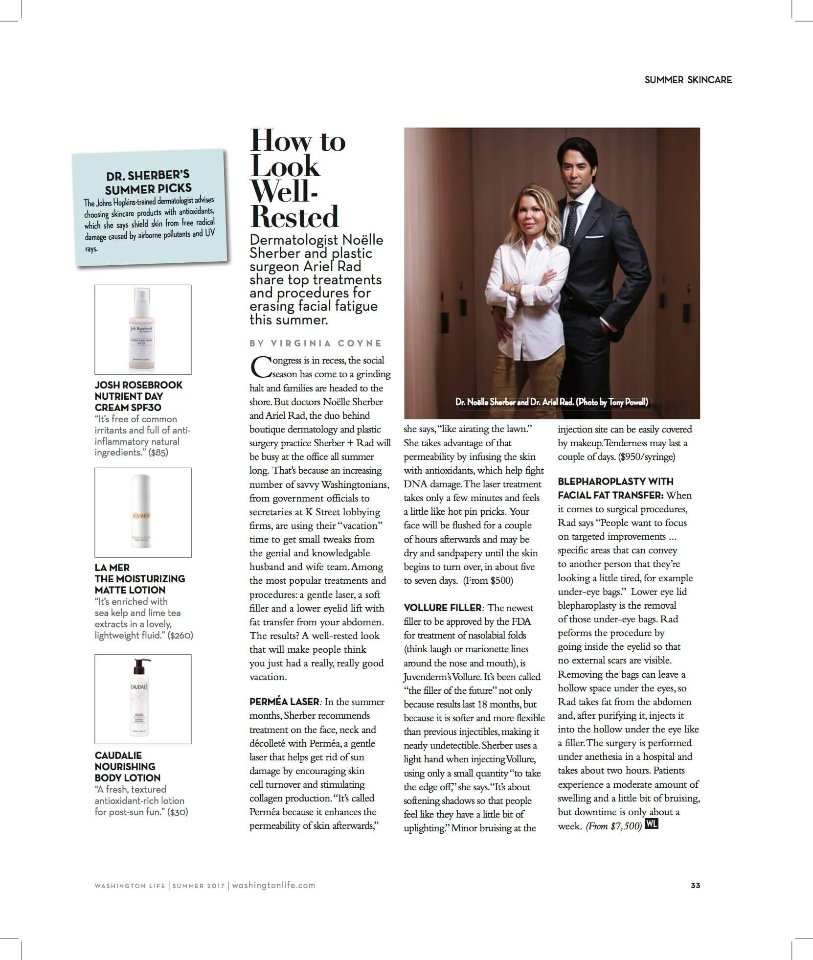 Dr. Sherber's summer picks featured on Washington Life Magazine